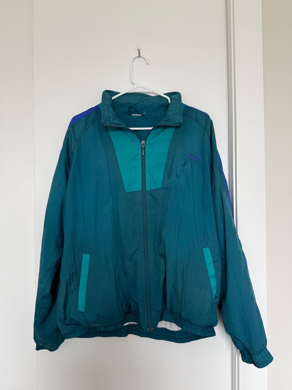 Vintage Retro Puma Teal Windbreaker Jacket